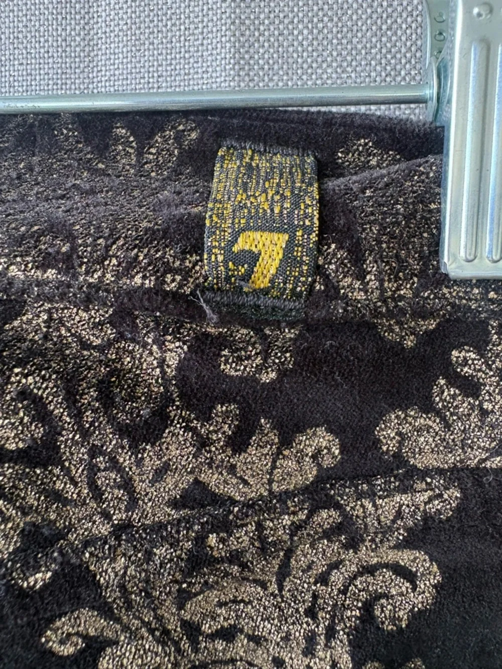 7 For All Mankind Black with Gold Damask Print Glam low rise Jeans